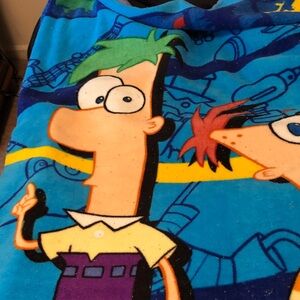Phineas and Ferb Plush Throw Blanket - Bright Blue